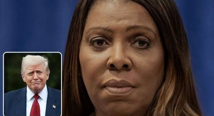 A close-up of a woman with a serious expression, with a smaller inset image of a man in